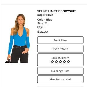 Superdown blue halter top with sleeves